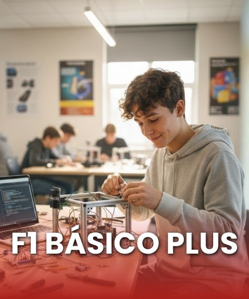 Estudiante de intercambio en Estados Unidos concentrado en un trabajo en una clase de robótica