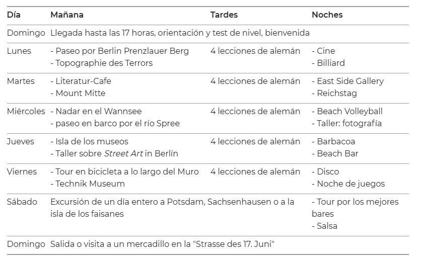 horario ejemplo berlin college