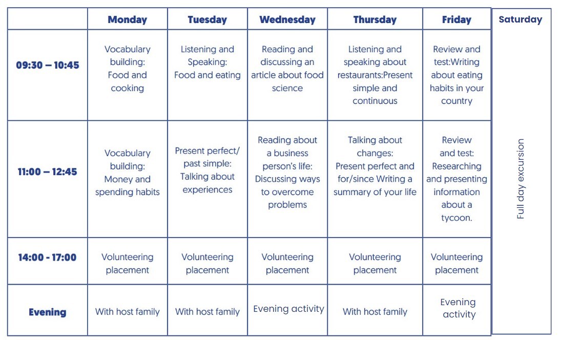 horario ejemplo otr teens ingles voluntariado