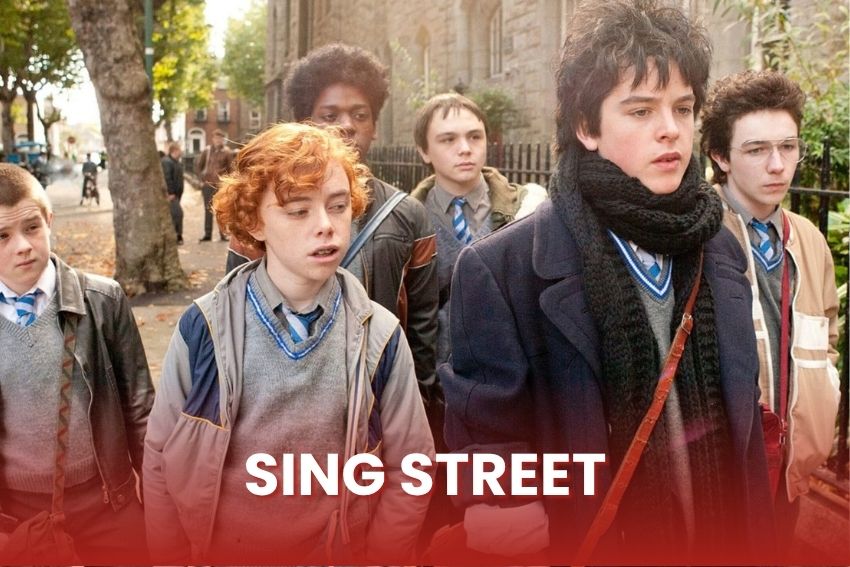 Fotograma de la película irlandesa "Sing street" en las calles de Dublín
